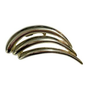 Piscitelli Brooch Pin Angel Wing Swoosh Triple Bar Leaf Signed 1960s Vintage